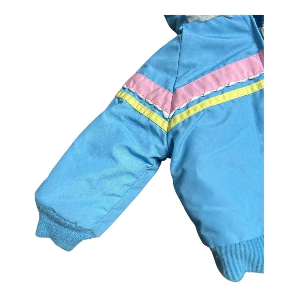 NFS Vintage 80s baby coat pastel blue and pink Size 12 months - Picture 4 of 7